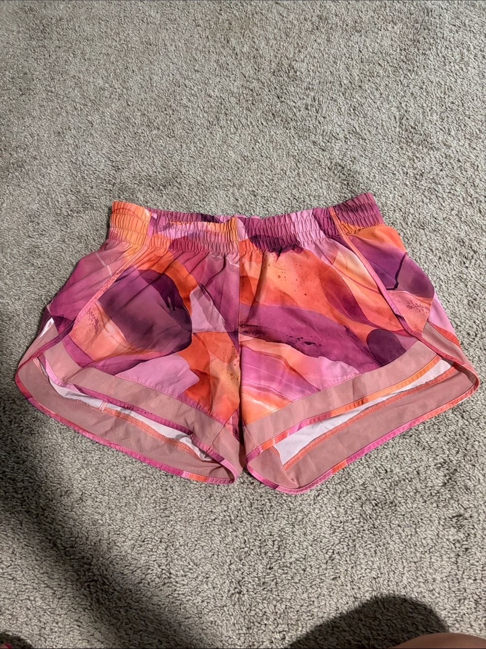 Athleta Pink & Orange Abstract Print Athletic Shorts